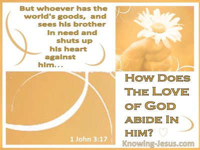 1 John 3:17 How Does God's Love Abide In Him (white)